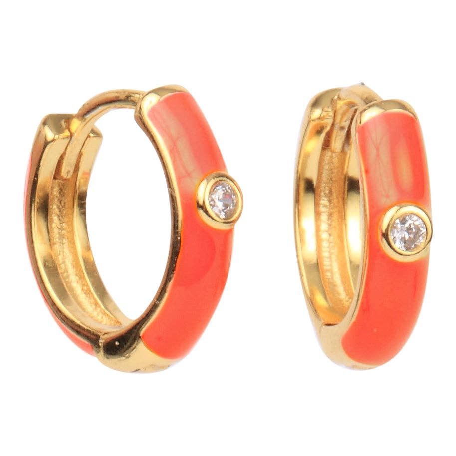 Game Day: Team Color Huggie Hoop Earrings on Pennant Flag, COLOR: Orange