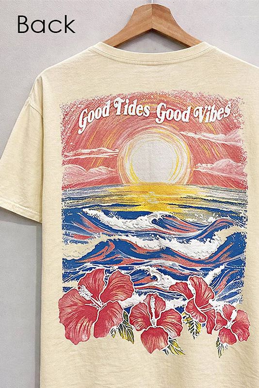 Good Tides Front/Back Puff-Print Butter Yellow Tee