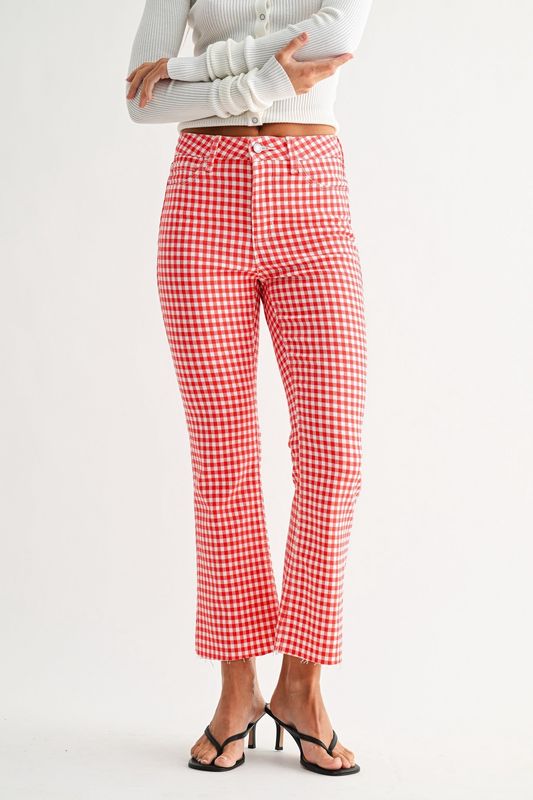RED GINGHAM-HR TONAL CROP FLARE