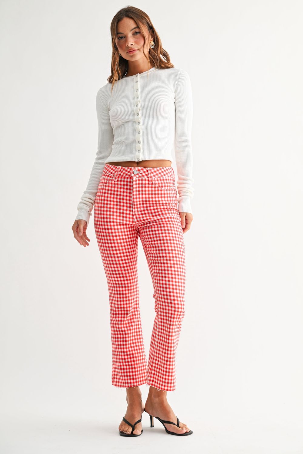RED GINGHAM-HR TONAL CROP FLARE
