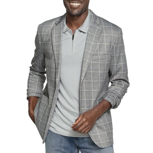 XC FLEX PINNACLE BLAZER-GRAY PLAID, Size: L