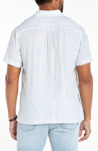 SS Button Up - Lt Blue Multi