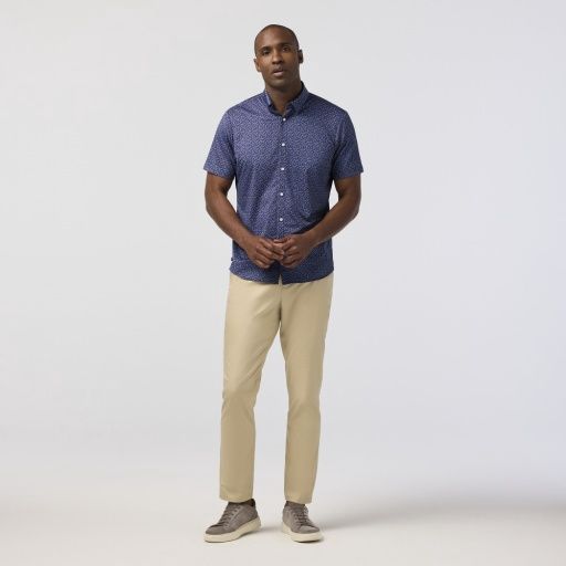 Halyard SS Dress Shirt - MIDNIGHT NAVY VARIEGATED LEAF