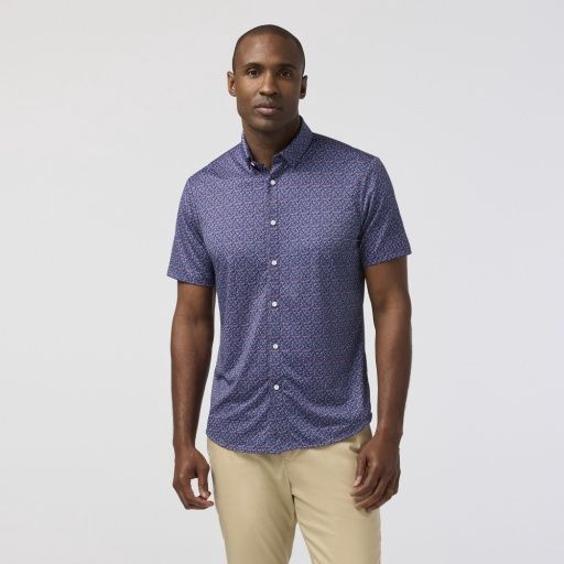 Halyard SS Dress Shirt - MIDNIGHT NAVY VARIEGATED LEAF