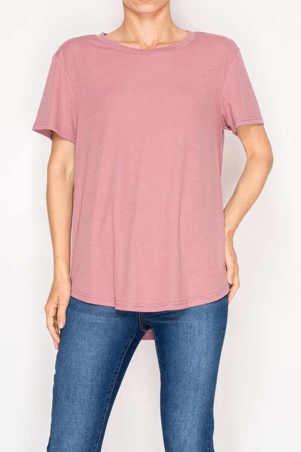 Ultra-Soft Short Sleeve Tee, COLOR: DUSTY ROSE, Size: XL
