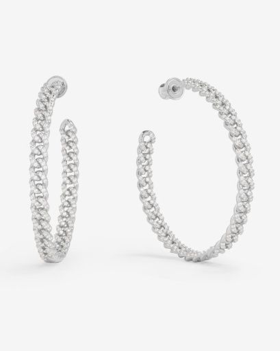 Pavé Julian Chain Hoops 2'-SILVER