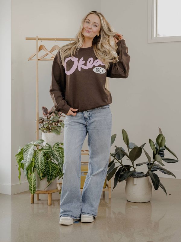 Oklahoma OKLA 1907 Puff Ink Dark Brown Sweatshirt
