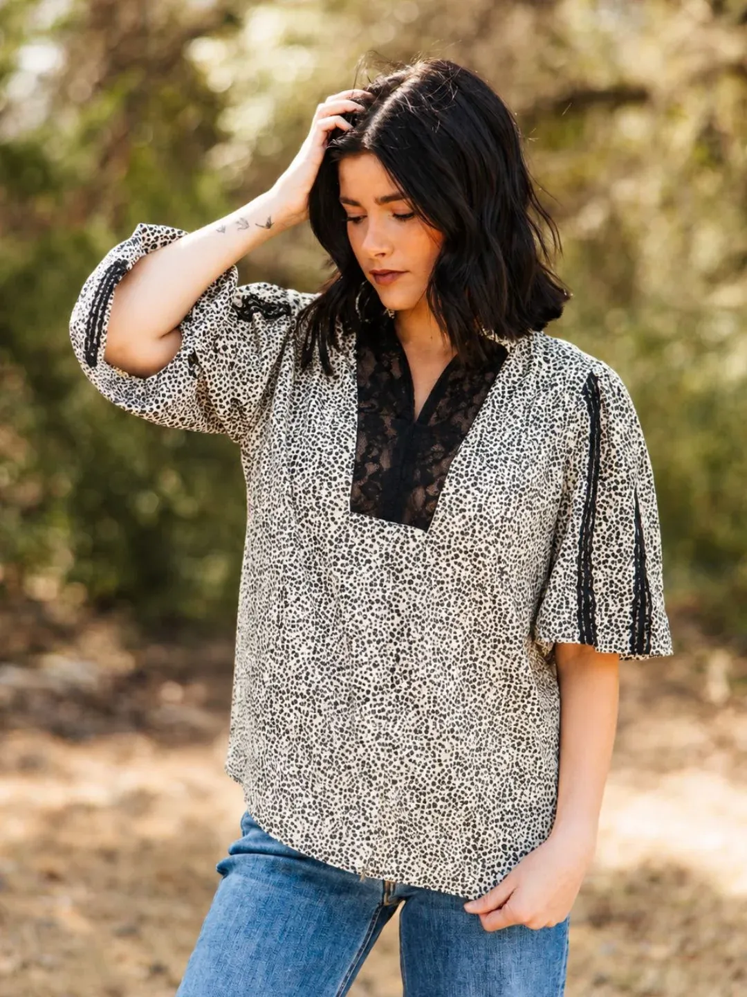 Black &amp; Ivory Floral Top