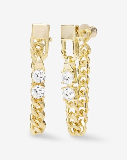 Julian Loves Diamonds Soft Chain Hoops-Gold