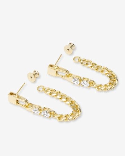 Julian Loves Diamonds Soft Chain Hoops-Gold