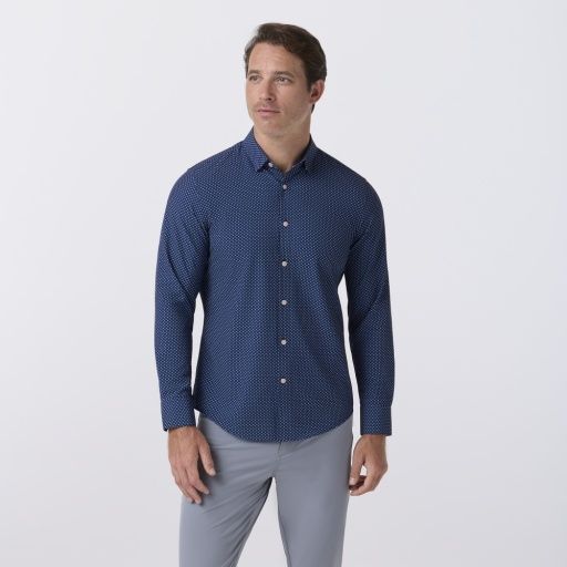 Leeward No Tuck LS Dress Shirt-Crest Dot