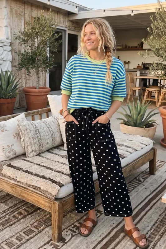 Striped Contrast Trim Top