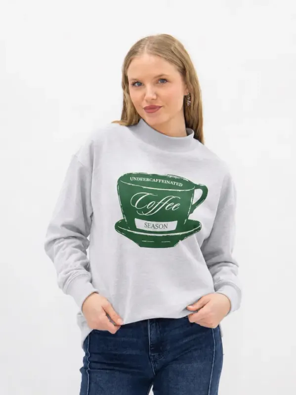 Coffee Season on Mock Neck Sweatshirt