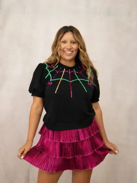 Spider Web on Puff Sleeve Tee