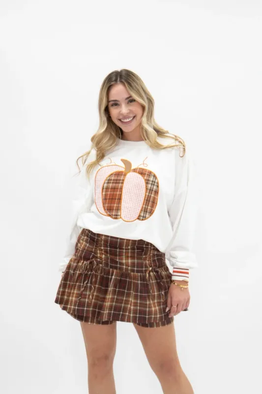 Pumpkin White LS Top