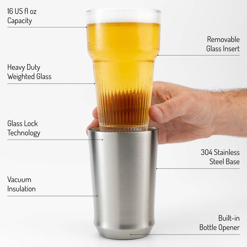 The Hybrid Pint Glass - Brushed Stainless