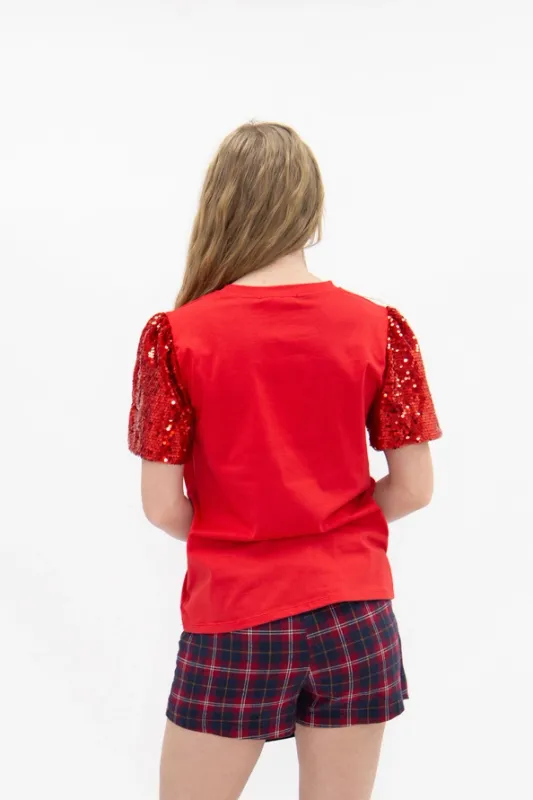 Christmas Cocktails on Princess Top,Red