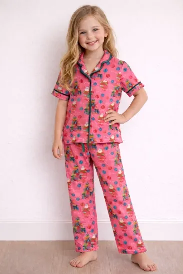 Kids Pink Santa Pajama Set