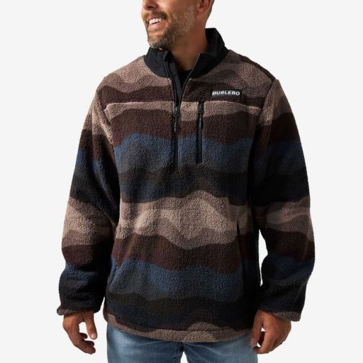 MOUNTAIN FLEECE - QUARTER ZIP - WAVE ON WAVE, COLOR: WAVE ON WAVE, Size: Large