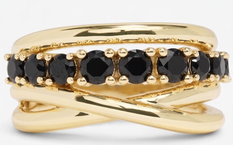 Oh She Fancy Stacked Diamond Ring - Black