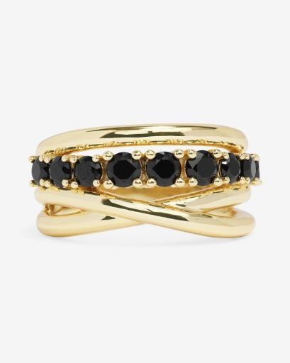 Oh She Fancy Stacked Diamond Ring - Black, Size: 6