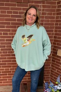 Sequin Mallard Mock Neck Sweatshirt