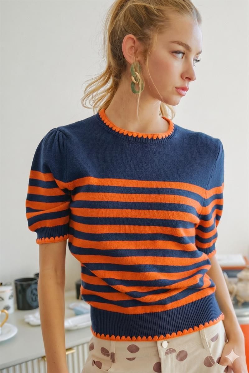SS Navy/Orange SS Sweater, Size: S
