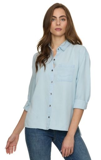 MIRIAH BF HI-LOW BUTTON DOWN SHIRT, Size: M