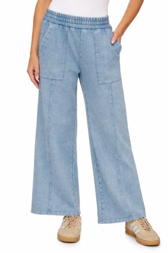 DOLLY VINTAGE WASHED KNIT PANT, Colour: light blue, Size: M