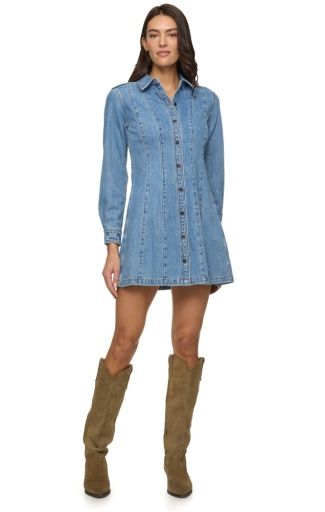 BLOOMFIELD SEAMED STRETCH DENIM DRESS, Size: M