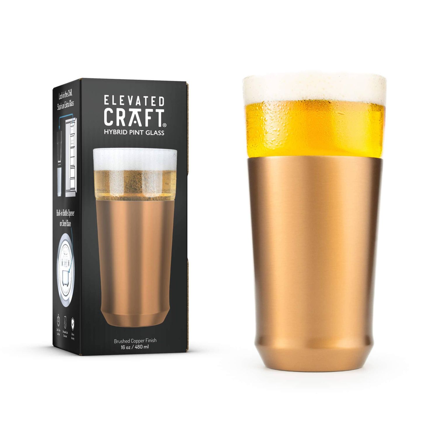 The Hybrid Pint Glass - Brushed Copper