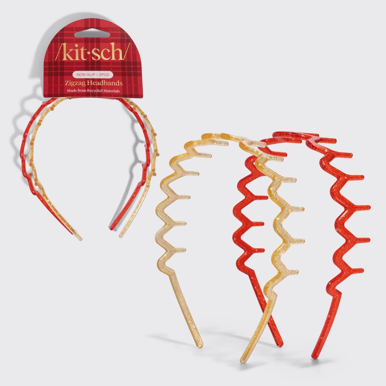 Zigzag Headbands 2pc Set - Gold &amp; Red