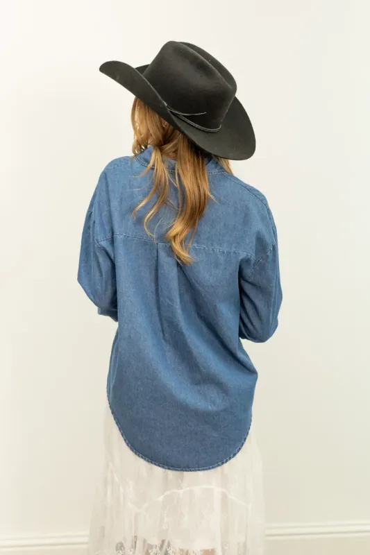Kathryn Classic Button Up-Chambray