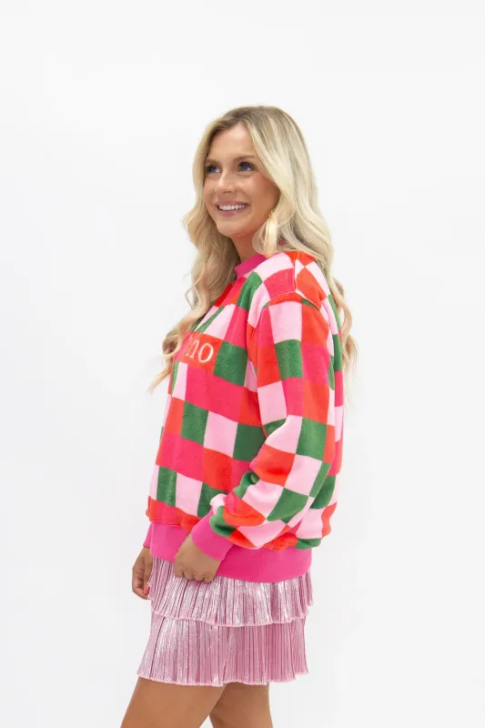 Ho Ho Ho Fuzzy Checkered Sweatshirt