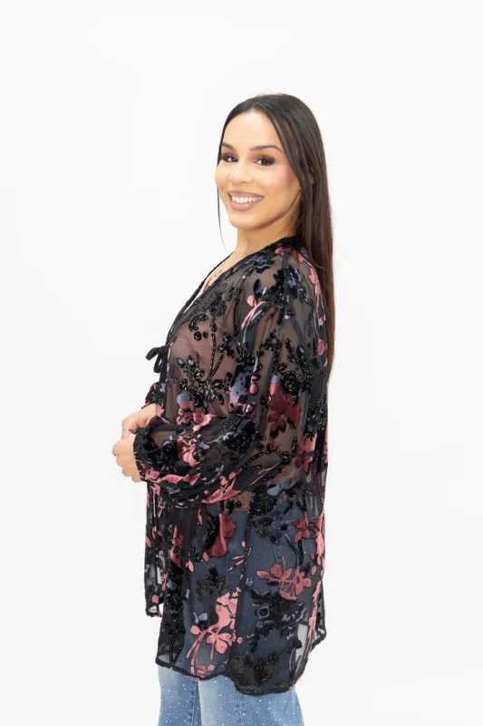 Black Velvet Kimono