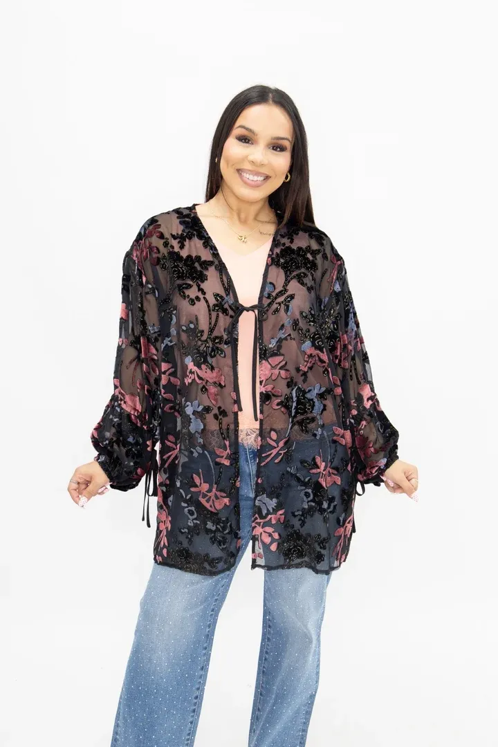Black Velvet Kimono, Size: S/M
