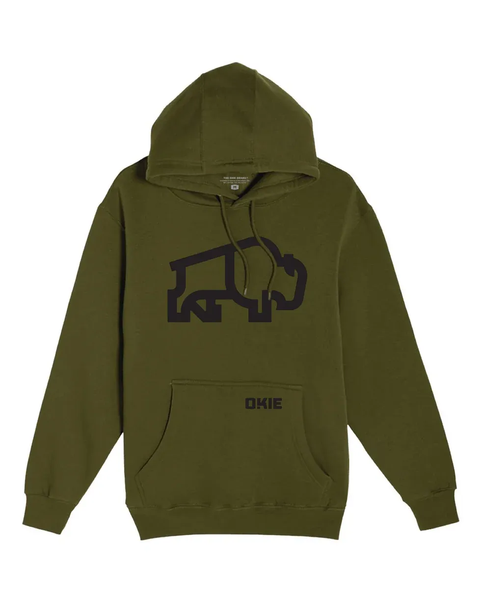 Bison Okie Hoodie-Green, Size: M