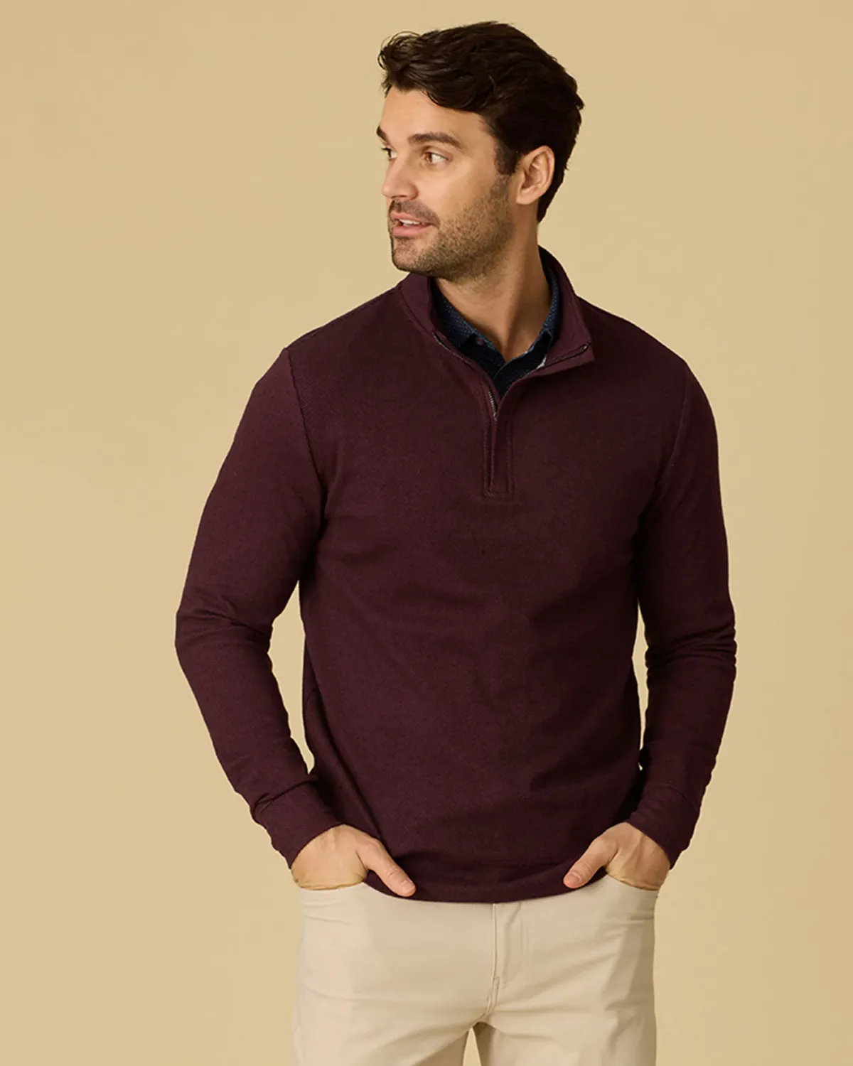 HERO SOLID TWILL 1/4 ZIP MOCK NECK