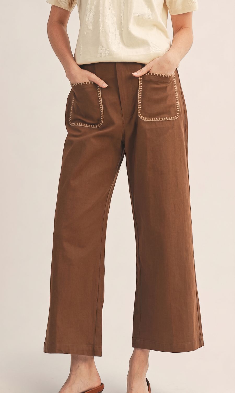 Wide Leg Pant - Brown/Accent, Size: S