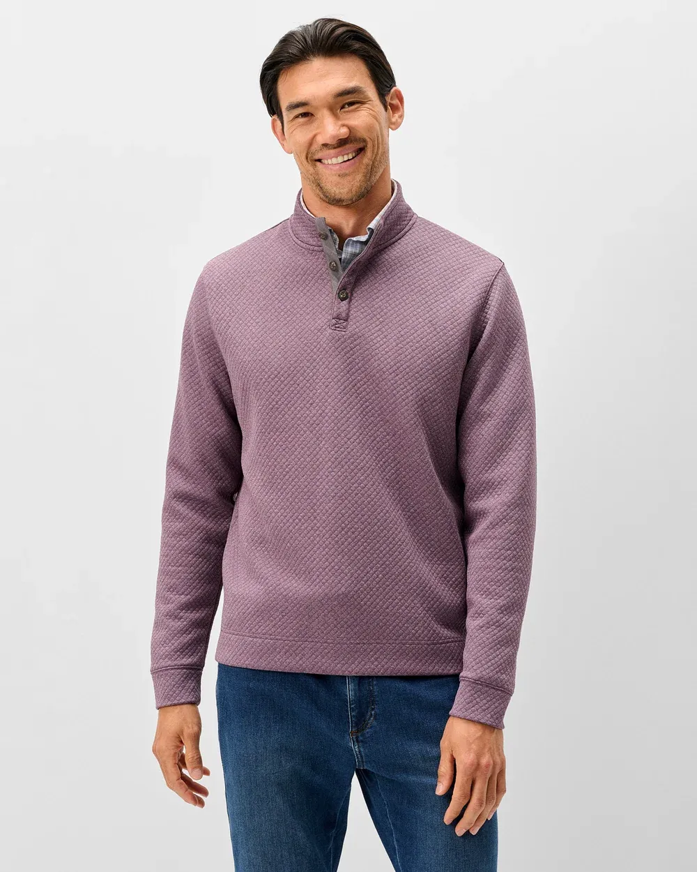 Mens Rockwells Diamond-Quilted Henley Pullover