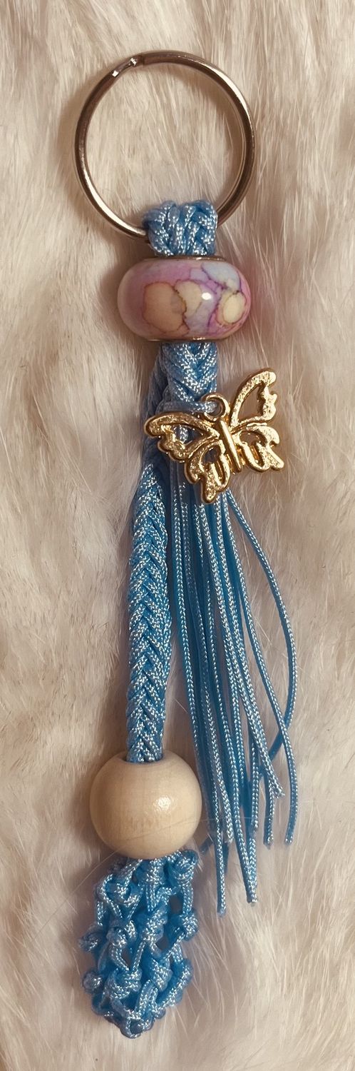 Crystal keeper keychain, Attribute: light blue, butterfly