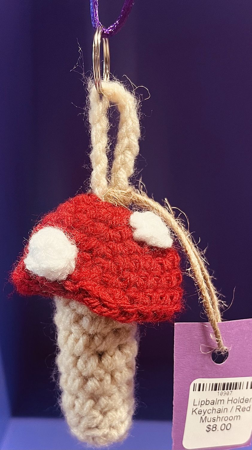 Lipbalm Holder Keychain, design: Red Mushroom