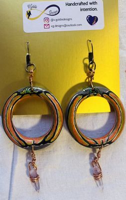 Lg Wood ring earrings