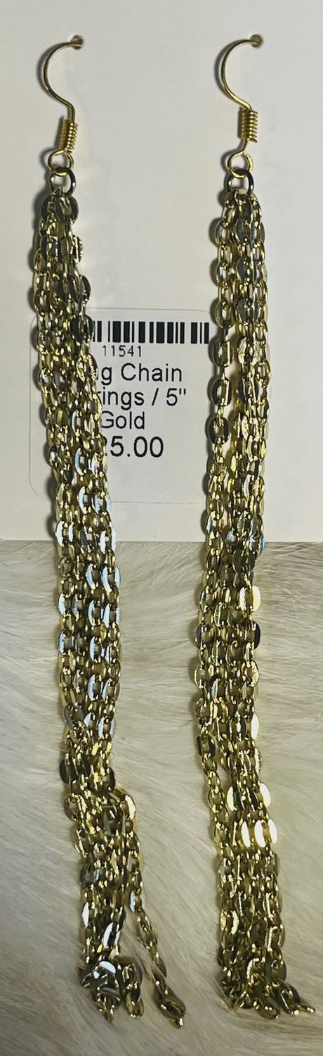Long Chain Earrings, design: 5&quot; Gold