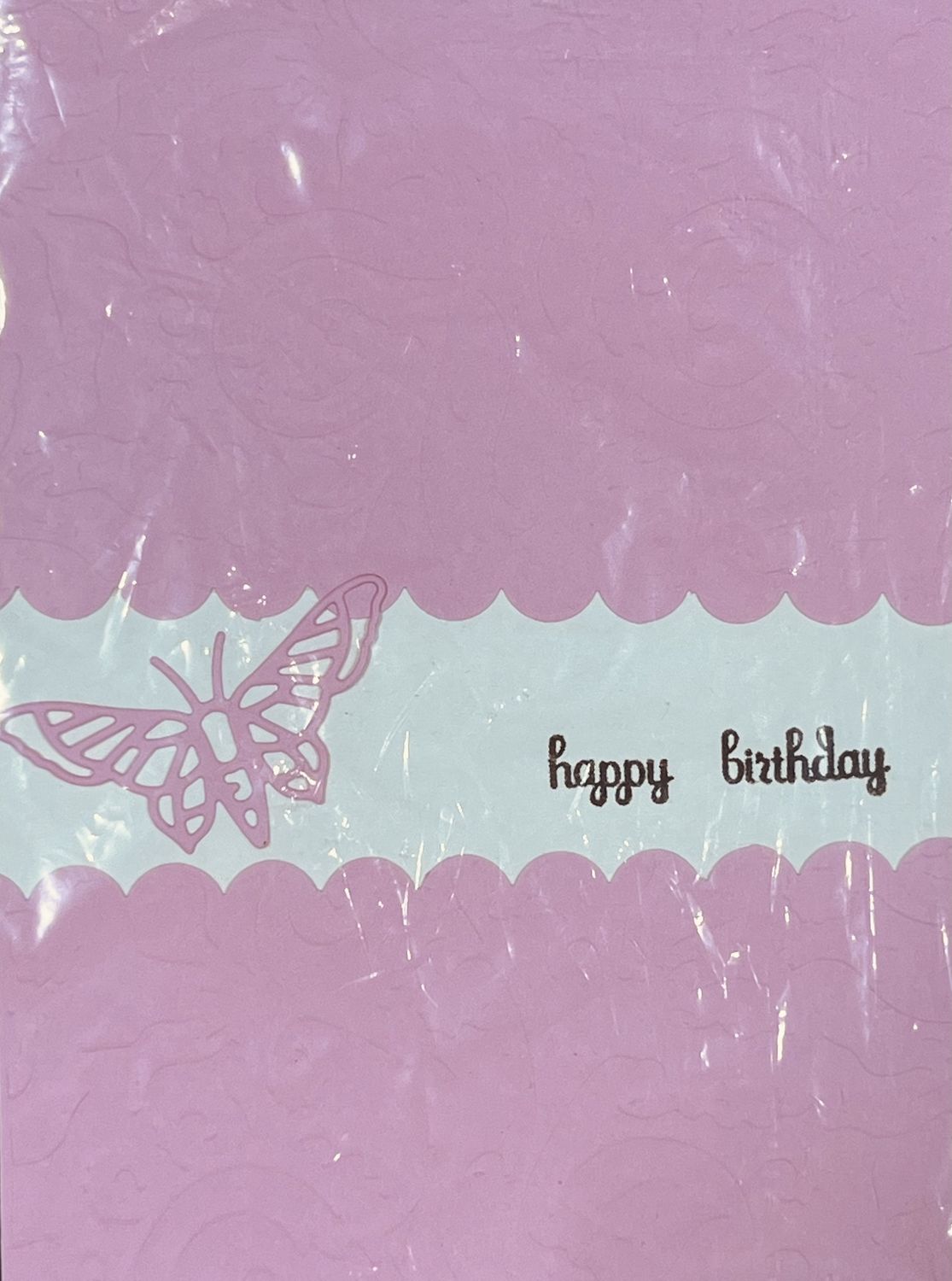 Card, design: Birthday-pk w/butterfly