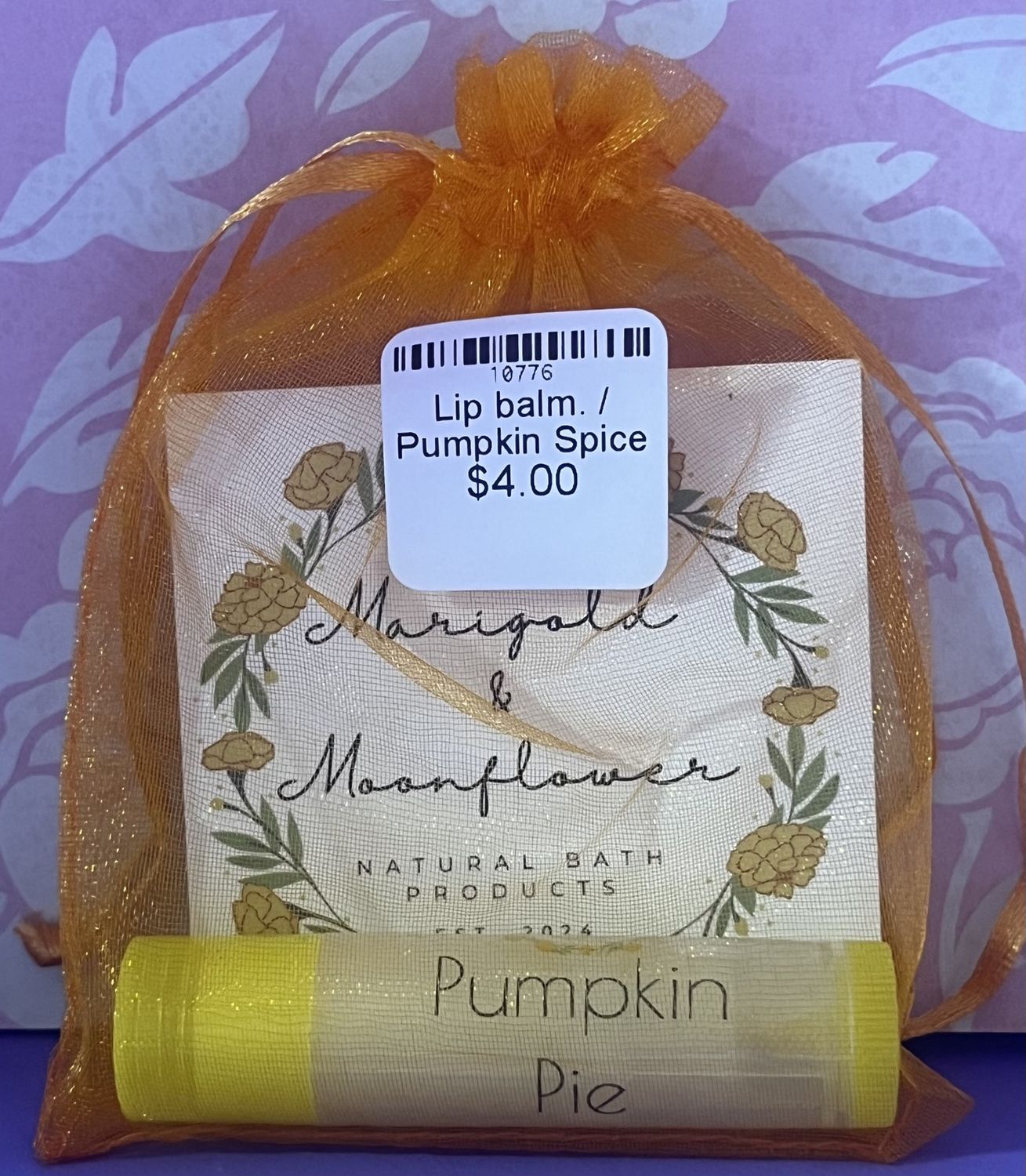 Lip balm., scent: Pumpkin pie