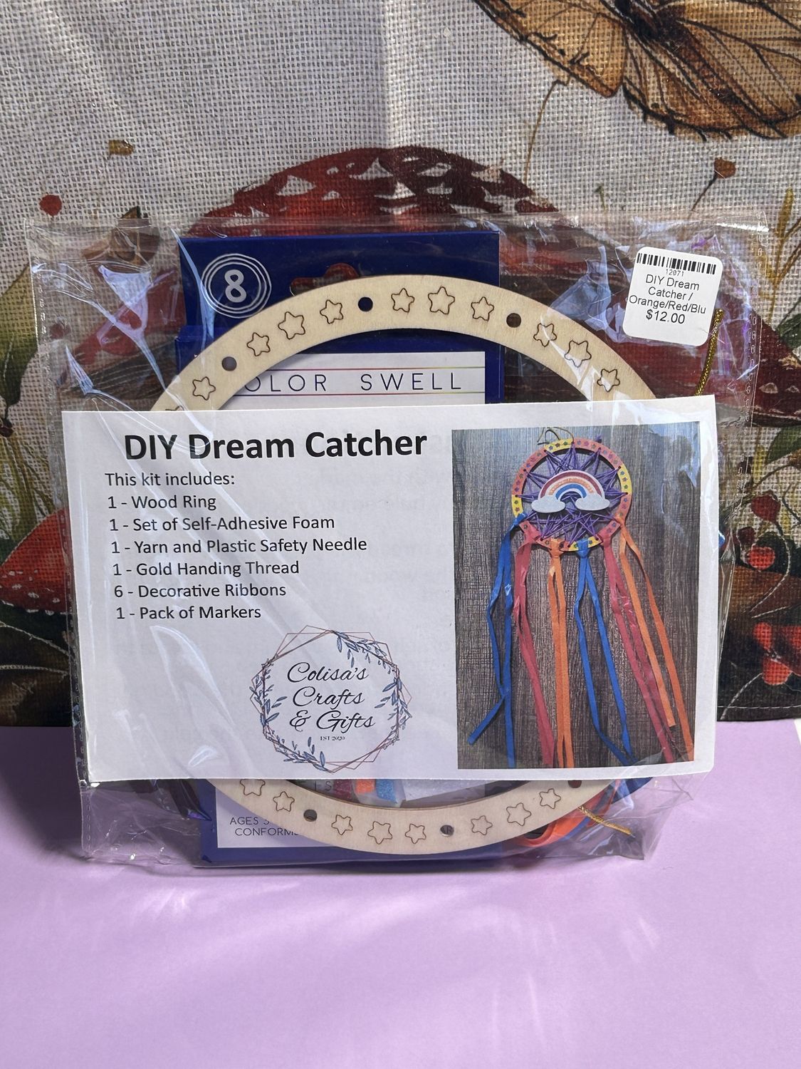 DIY Dream Catcher, Colour: Orange/Red/Blue