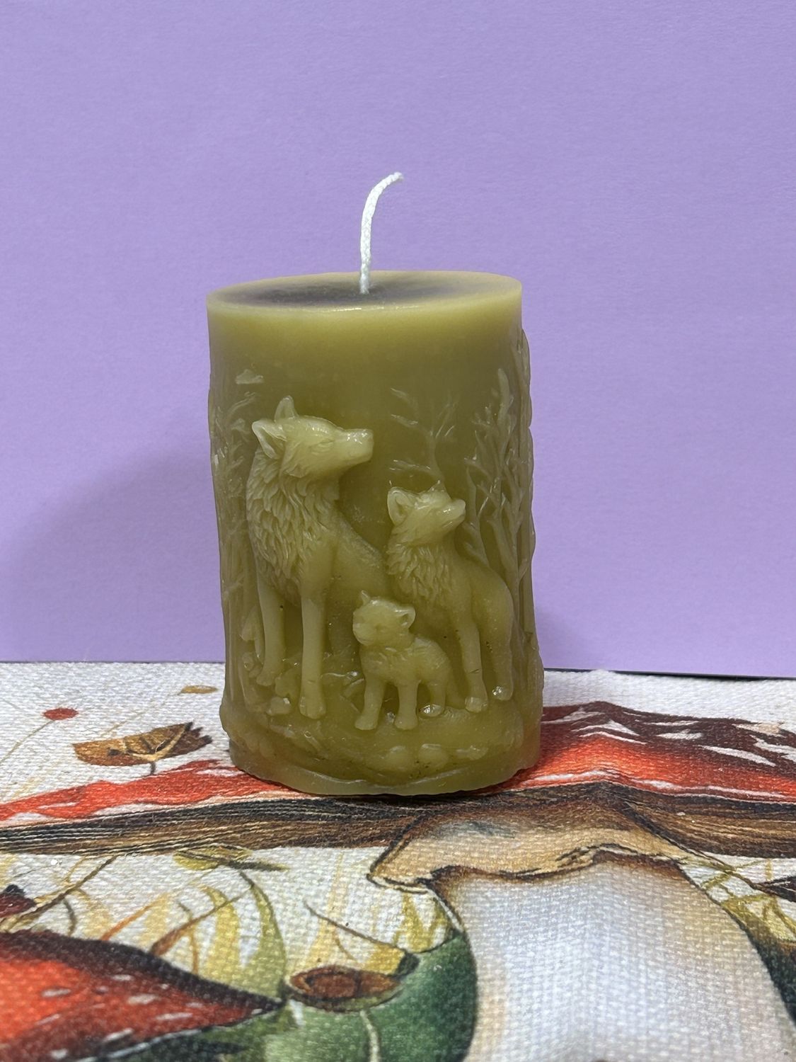 Wolf Beeswax Candle