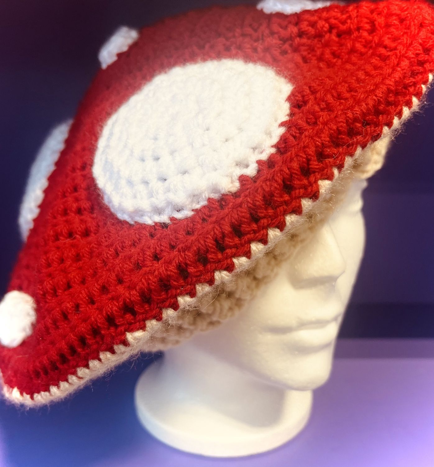 Crochet mushroom hat- Large, Attribute: Red
