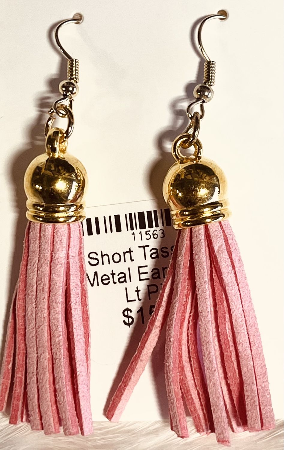 Short Tassel &amp; Metal Earrings, Colour: Lt Pink